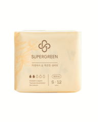 [SUPERGREEN] Прокладки женские РАЗМЕР S анатомической формы 18,5 см 2 капли, 12 шт