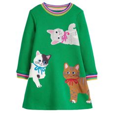 Трикотажное платье с котами на 2-7 лет