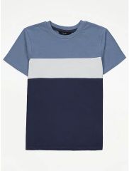Navy Colour Block Stripe T-Shirt