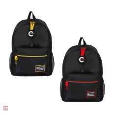 Рюкзак 43x29x15см, 1отд., 4карм., нашивки, декор шнурком, черный, 2 цвета