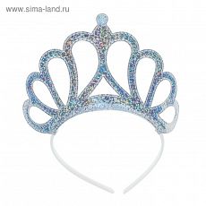 ЦЕНА ЗА 12 ШТ! 3536471 Карнавальная корона «Принцесса», на ободке, цвет серебряный