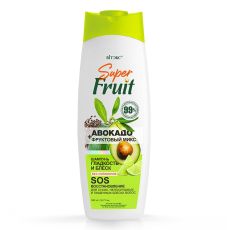 031659 Витэкс Super FRUIT. Шампунь АВОКАДО + фруктовый микс ГЛАДКОСТЬ и БЛЕСК SOS ВОССТАНОВЛЕНИЕ для сухих, непослушных и лишенных блеска волос БЕЗ СИЛИКОНОВ, 500 мл
