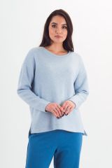 479776 Braslava Лонгслив голубой меланж люрекс