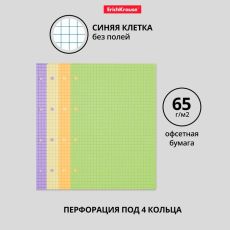 5433458 Сменный блок для тетради А5, на кольцах, 120 листов в клетку, ErichKrause, тонированный: 4 цвета по 30 листов