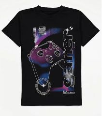Black Airbrush Gamer Graphic T-Shirt