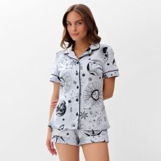7456435 Пижама женская (рубашка и шорты) KAFTAN Magic night размер 48-50, цвет голубой