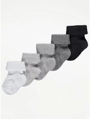 Unisex Grey Ribbed Socks 5 Pack