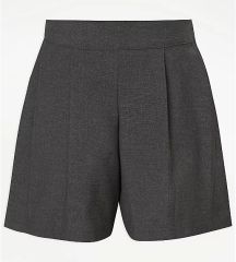Girls Grey Pleated School Shorts