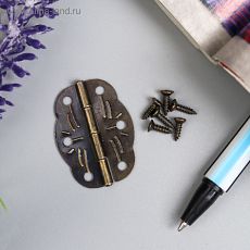 2272581 Петля для шкатулки металл фигурная бронза (набор 6 шт) 1,9х2,8 см
