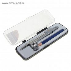 127713 Циркуль металлический с карандашом, в пластиковом пенале (козья ножка), МИКС