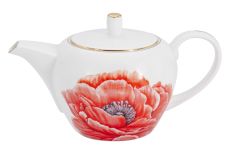 Чайник заварочный, 1,2 л, фарфор F, белый, с золотистым кантом, Мак, Flowers, 60489