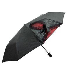 Зонт черный с красным рисунком
