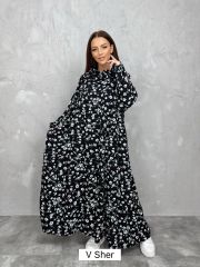 Платье с капюшоном штапель