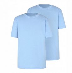Light Blue Crew Neck School T-Shirt 2 Pack