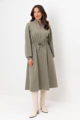 492838 VERY NEAT Платье оливковый серый, ромбики