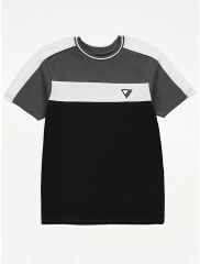 Grey Striped Colour Block T-Shirt