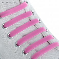 4767657 Набор шнурков для обуви, 6 шт, плоские, силиконовые, 13 мм × 9 см, цвет розовый неоновый