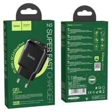 7728650 Сетевое зарядное устройство Hoco N5, USB, 3 А, PD20W+QC3.0, черное