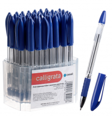 129465 ЦЕНА ЗА 5 ШТ! Ручка шариковая 0.5 мм, стержень синий, с резиновым держателем