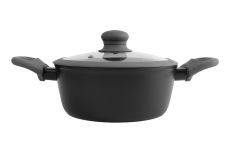 Кастрюля, 20 см, 2,3 л, с крышкой, с покрытием, алюминий, серо-черная, Robust, 63435