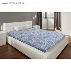 4494454 Простыня 1,5 сп Экономь и Я 150×215±3 «Огурцы» цв.синий, 120 г/м², 100%хлопок, бязь