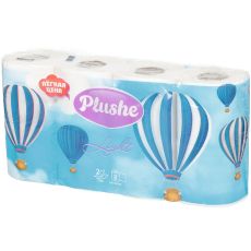 Туалетная бумага Plushe Light 8 рулонов,2 слоя, 12,5метров,белая