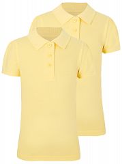 Girls Yellow Scallop School Polo Shirt 2 Pack