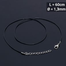 ЦЕНА ЗА 10 ШТ! 9081811 Шнурок каучуковый, неполый, 55см, d=1,5мм, цвет чёрный в серебре