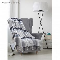 4462144 Плед Шанхай Модена 140х200см св.сер/т.сер/бел/гол рап.5 40%шерсть 20%хл пан40%