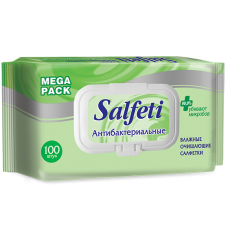 Влажные Антибактериальные салфетки Salfeti MEGA PACK 100шт