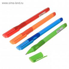 ЦЕНА ЗА 2 ШТ! 2415354 Ручка шариковая, 0.7 мм, стержень синий, корпус с резиновым держателем, МИКС
