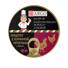 Паштет с куриной печенью и вишней ARGO Pate’ dello chef в жестебанке с ключом easy open 250 гр.