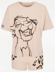 Disney The Lion King Beige Leopard Print Short Pyjamas