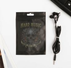 Наушники вакуумные в пакете Hard music, с микрофоном, 10 х 15 см 5193157