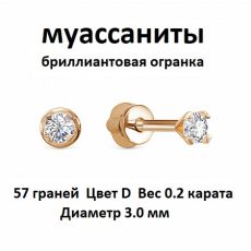Серьги с муассанитом позолоченные серебро 925*