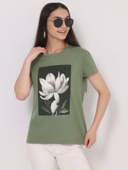 444197 Апрель Футболка оливковый
