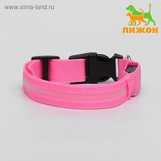 1039571 Ошейник с подсветкой, S, 38-40 см, 3 режима свечения, розовый
