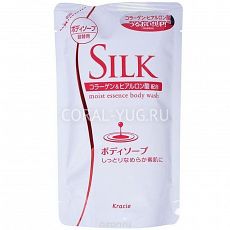175106		 			Kracie Silk Мыло жидкое увлажняющее для тела с природным коллагеном и ароматом фруктов 350мл