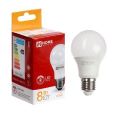 9527852 Лампа светодиодная IN HOME LED-A60-VC, 8 Вт, 230 В, Е27, 3000 К, 760 Лм
