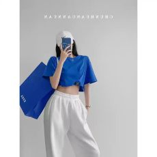Трикотажная укороченная футболка, 4 цвета
