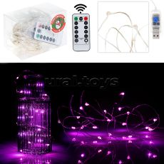 Электрогирлянда светодиодная 20 м, 200 ламп, USB, с дистанционным управлением, розовая