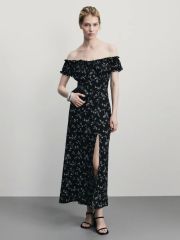ZR2506022913-229 платье женское черный цветы мелкие ZARINA