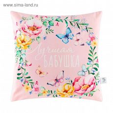 5113015 Чехол на подушку Этель "Лучшая бабушка" 40х40 см, 100% п/э, велюр