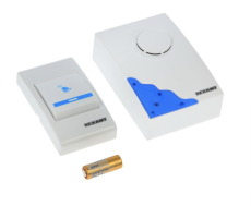 Звонок REXANT RX-1, беспроводной, 36 мелодий, 80 м, от батареек/220 В, белый 2582654