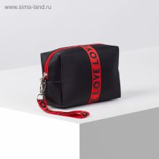 4320279 Косметичка дорожная, отдел на молнии, с ручкой, цвет чёрный/красный