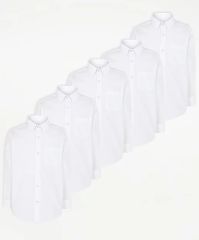 Boys White Long Sleeve School Shirt 5 Pack