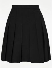 Senior Girls Black Waist Panel Permanent Pleats School Skirt