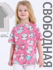 497461 Апрель Футболка котики аниме на розовом