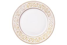 Тарелка обеденная, 27 см, фарфор P, белая, с золотистым орнаментом, Golden, 63258