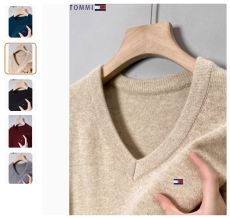 Мужской свитер Tommy из чистой шерсти с V-образным вырезом